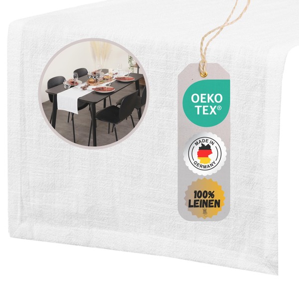 Chambry Table Runner 100% Linen White 40 cm x 240