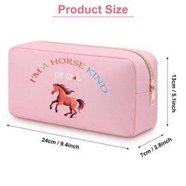 Horse Gift for Horse Lovers Horse Theme Oxford Cloth Makeup Bag For Women Teen Girls I'm a Horse Kind Of Girl Paw Print Horseshoe Gift Double Side Printed Cosmetic Bag Zipper Pouch
