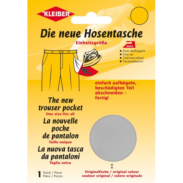 Kleiber Iron On Trouser Pocket Repair, Light Grey, 23 cm x 18,5 cm