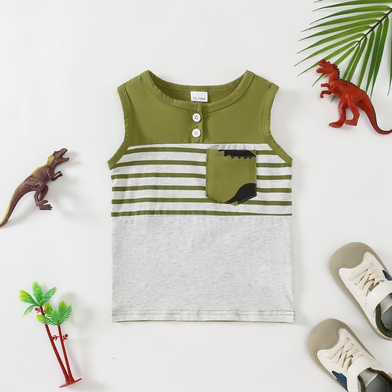 Baby Boy Clothes 18-24 Months Toddler Summer Outfits Dinosaur Sleeveless