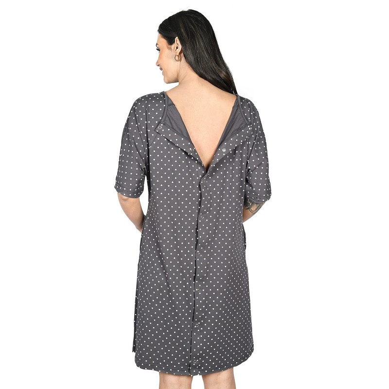 MijaCulture 3-in-1 Birth Dress Nursing Nightdress Maternity Nightdress 4128, Graphite