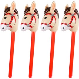 4PCS Inflatable Stick Horse - LIYDE Pony/Christmas/Western Cowboy/Horse Baby Shower Birthday Party Decorations Supplies Favours Inflatable Horse Head Costume Stick (37 Inches)
