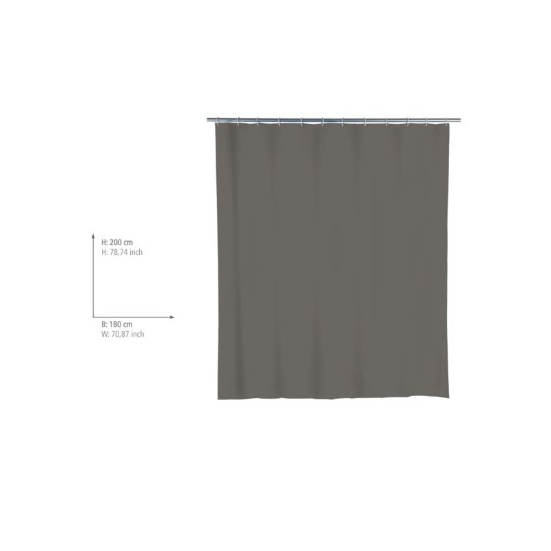 WENKO 22486100 Shower curtain Mouse Grey - waterproof, easy to