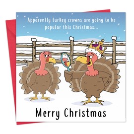 Twizler Funny Christmas card with Turkey Crown - Merry Christmas Card – Humour Christmas Card –Xmas Card – Happy Christmas Card – Womens Christmas Card – Male Christmas Card