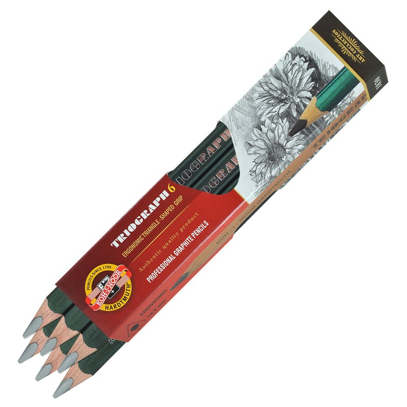 KOH-I-NOOR Trio Graph–6Thick Triangular Graphite Pencils. 18314B by Koh-I-Noor
