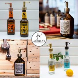 ALTGLAS Stainless Steel Soap Pump 'Budapest' as Replacement for Liquid Hand Soap Dispensers and Bottle Upcycling (Vintage Brass) - Fits e.g. Jack Bottle