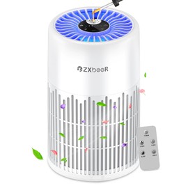 ZXBEER H13 True HEPA Air Purifier with Remote Control, Night Light, Timer, Sleep Mode, Quiet Air Cleaner for Baby, Living Room, Kitchen (White)