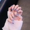 24pcs Navy Gradient Nail Tips French Nail Pearls for Wedding,