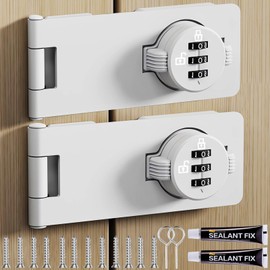 Keyless Cabinet Door Locks with Combination - 3 Digit Closet Door Lock with Code for Swinging Sliding Bifold Double Door Cabinet Lock - Cupboard Locks for Pantry Barn Gate,Drawers 2 Pack White