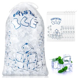 Ice Maker Ice Bags, 5 Pack Clear Plastic Ice Bags with Drawstring Closure, 8 lbs Capacity, Perfect for Filling Ice Buckets, Ice Storage, and Transporting Ice