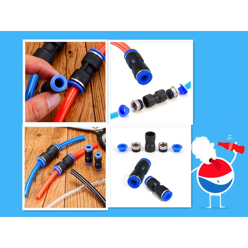 HAXIHA Pack of 40 Straight Pneumatic Connectors, 5/32 Inch 1/4