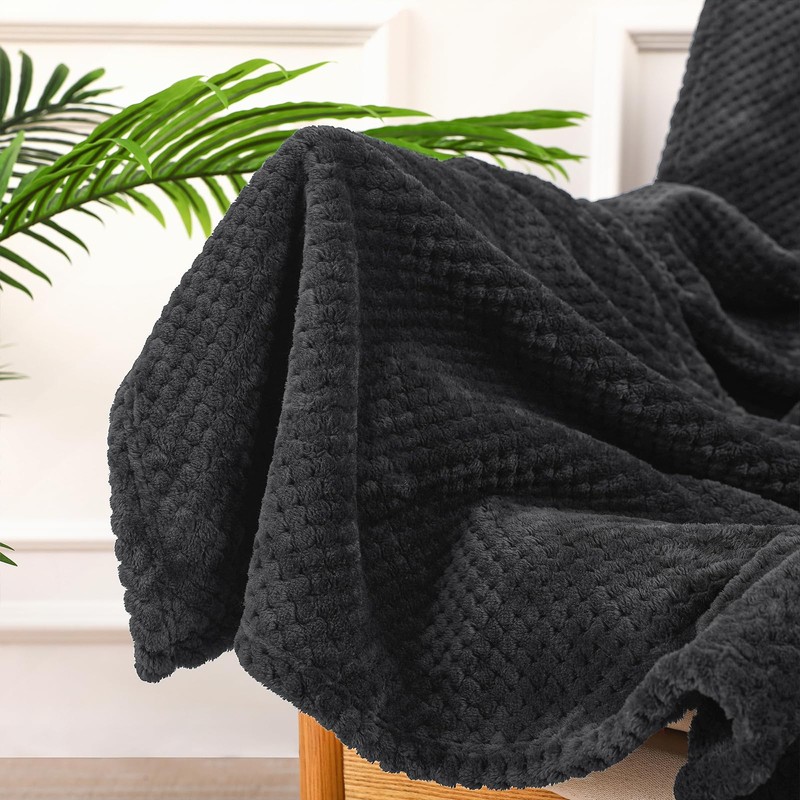 Yebeda Cuddly Waffle Blanket 130 x 170 cm, Dark Grey,