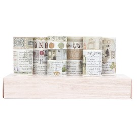 LGEGE 18 Rolls Vintage Washi Tape Set,75/50/30/25/20/15/10/5 mm Wide,Astronomy Planet Stars Moon Universe Old Letters Pentacle,Retro Masking Tape Décor for Scrapbook,DIY Craft (2m)