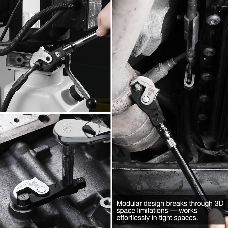 3-Piece Adjustable Crows Foot Wrench Set, 1/4" & 3/8" &
