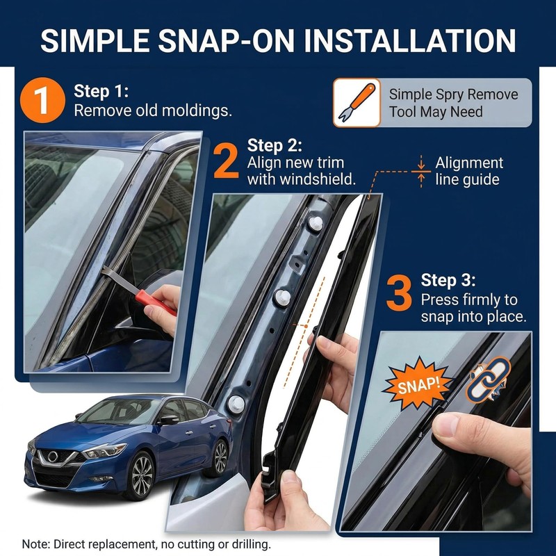 AIKEPT Left Driver Side A-Pillar Windshield Trim Molding Compatible with