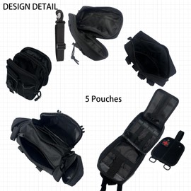 MEAUTELE 6 Pack Tactical Molle Automotive Seat Back Organizer Tactical Vehicle Panel Organizer with 5 Detachable Molle Pouch for Car Truck Ford Jeep Vehicle,US Flag Patch For Man (5 Pouches)