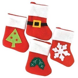 Robelli Pack of 4 Mini Christmas Felt Stockings (1)