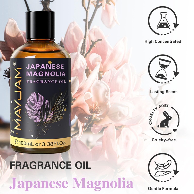 MAYJAM 100ML/3.38FL.OZ Japanese Magnolia Fragrance Oils with Glass Dropper, Essential