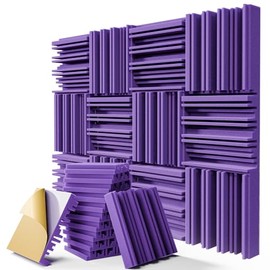 12 Pack Sound Proof Foam Panels for Walls, 12" x 12" x 2" Self-Adhesive Acoustic Panels, High-Density Soundproof Wall Panels for Studio Home and Ceilings (Purple)