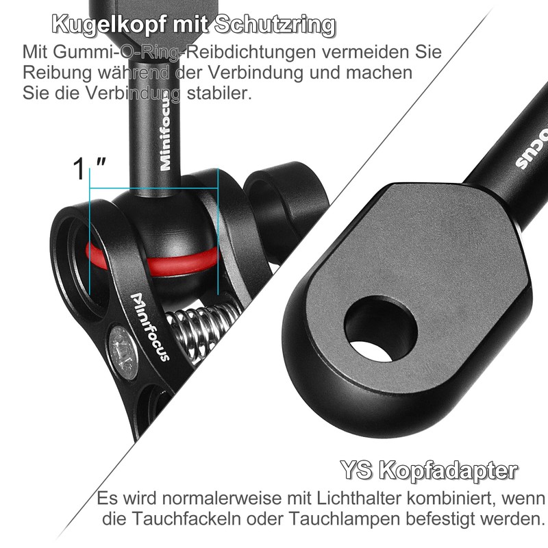 2.5cm Ball to YS Head Clip Arm, 2 Pieces Minifocus