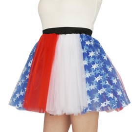 SUFEINI Women Plus Size Red Blue and White TUTU Teen Adult Patriotic 4th of July Running Tutu
