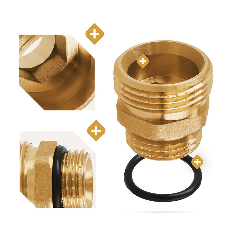 Brass Reducer 1/2" x 3/4" O Ring Nipple Male Adapter