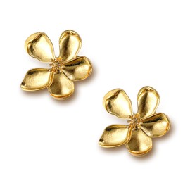 DIAMANTIO Elegant 18k Gold-Plated Floral Stud Earrings for Women – Large Statement Flower Drop Earrings, Fashion Jewelry for Weddings, Parties & Special Occasions