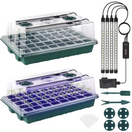 Sondiko Sondiko Seed Starter Tray with Grow Light, 80 Cells Seed Starter Kit with Humidity Dome, Adjustable Brightness Plant Starter Trays, Indoor Plants Germination Kit(2 Pack)