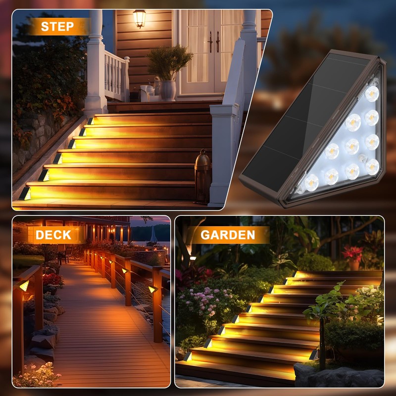 AUDLES 8 Pack Solar Stair Lights, Outdoor Step Lights with