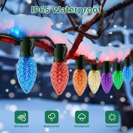 Zuske 25Ft Christmas Lights Outdoor, C9 Multicolor Christmas Lights with 25 Colored LED Bulbs, Waterproof Connectable for Holiday, Xmas, Roofline, Wedding, Christmas Tree Decoration - Green Wire