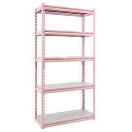 King's Rack 5-Tier Metal Boltless Storage Shelving in Pink/Wooden