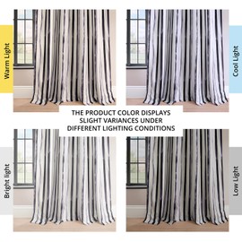 HPD Half Price Drapes Barcelona Velvet Curtains for Bedroom 84 Inches Long (1 Panel) - Striped Printed Rod Pocket Room Darkening Curtains for Living Room - 50 X 84, Waves Vertical Stripe Charcoal