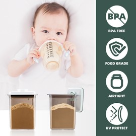 Tourdeus Pop Airtight Formula Container, 2300ml Baby Formula Dispenser on The Go - BPA-Free Formula Holder, 28OZ, 1.76LB, 800g, Brown