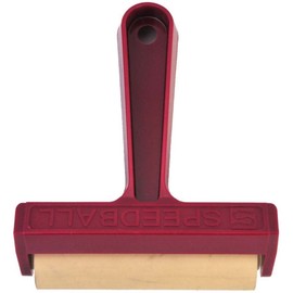 Speedball Pop-In Soft Rubber Brayer – Roller With Burgundy Comfort Grip Handle - 4 Inches