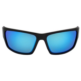 Islander Eyes Fiji Polarized Sunglasses for Men or Women Wraparound Black Frame w/Blue Mirror Lens