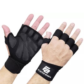 New Ventilated Weight Lifting Gloves with Built-In Wrist Wraps, Full Palm Protection & Extra Grip. Great for Pull Ups, Cross Training, Fitness, WODs & Weightlifting. Suits Men & Women, Black, Small