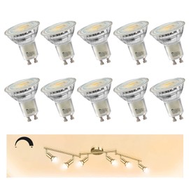 MASTERY MART 5.5W Dimmable GU10 LED Light Bulbs, 2700K Soft White, 400lm 50W Halogen Equivalent, Energy Saver for Track Lighting Fixtures, Kitchen, Basement, Living Room, 25,000 Hours, Pack of 10