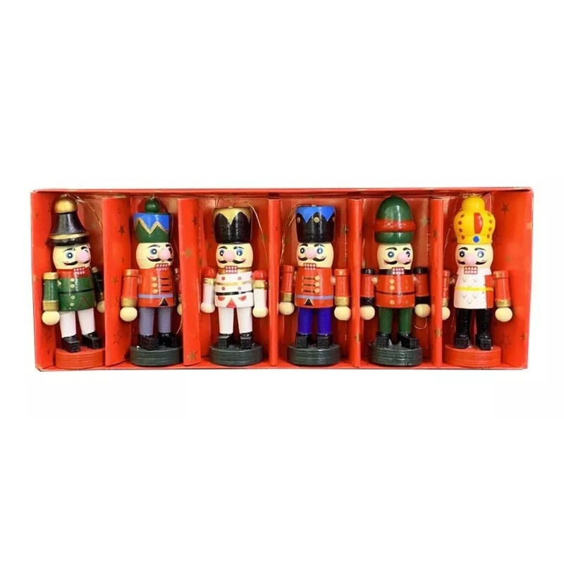 Navidad 6 Soldaditos Navideños Soldado Madera Navidad Santa Adorno