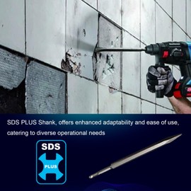 Phyxlyn 16-Inch SDS Plus Chisel, Point Chisel with Sds Plus Shank Ideal for Concrete Demolition, Tile Removal Chisel Tool for SDS Plus Hammer Drill Attachment