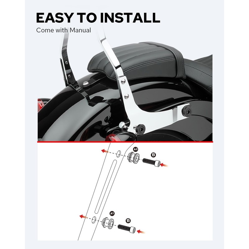 Benlari Four Point Docking Hardware Kits Quick Release Sissy Bar