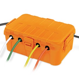 Flemoon Large Outdoor Electrical Box, IP54 Waterproof Outdoor Extension Cord Cover Weatherproof, Protect Outlet, Plug, Socket, Timer, Power Strip, Holiday Light Decoration, Orange