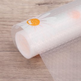 HARFINGTON Shelf Liner 11.8" x 4.9ft EVA Non-Slip Drawer Mats Waterproof Flower Texture Liner for Kitchen Cabinets Cupboard Refrigerator Shelves, Clear