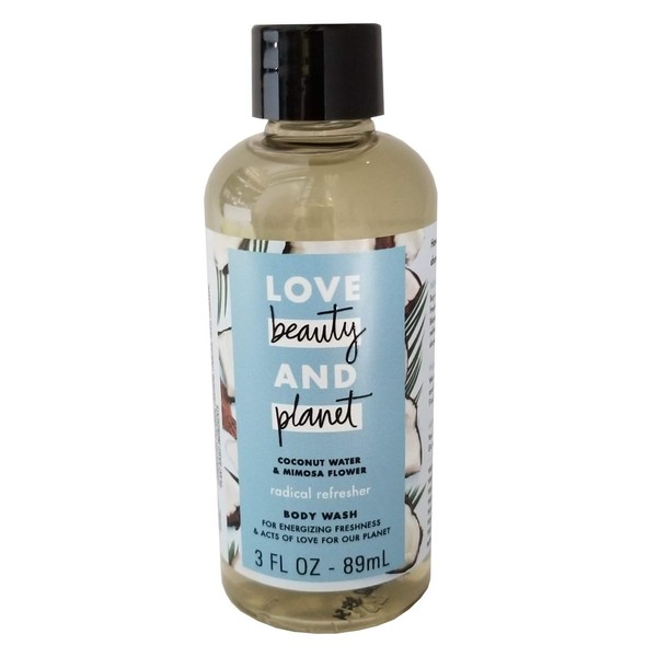 Love Beauty And Planet Coconut Water & Mimosa Flower Body Wash ~ Travel Pack of 3~3 fl oz each/total 9 fl oz