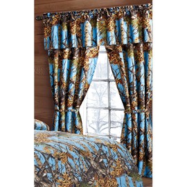Regal Comfort The Woods Powder Blue Camouflage 5pc Curtain Set for Hunters Cabin or Rustic Lodge Teens Boys and Girls (Curtain, Powder Blue)