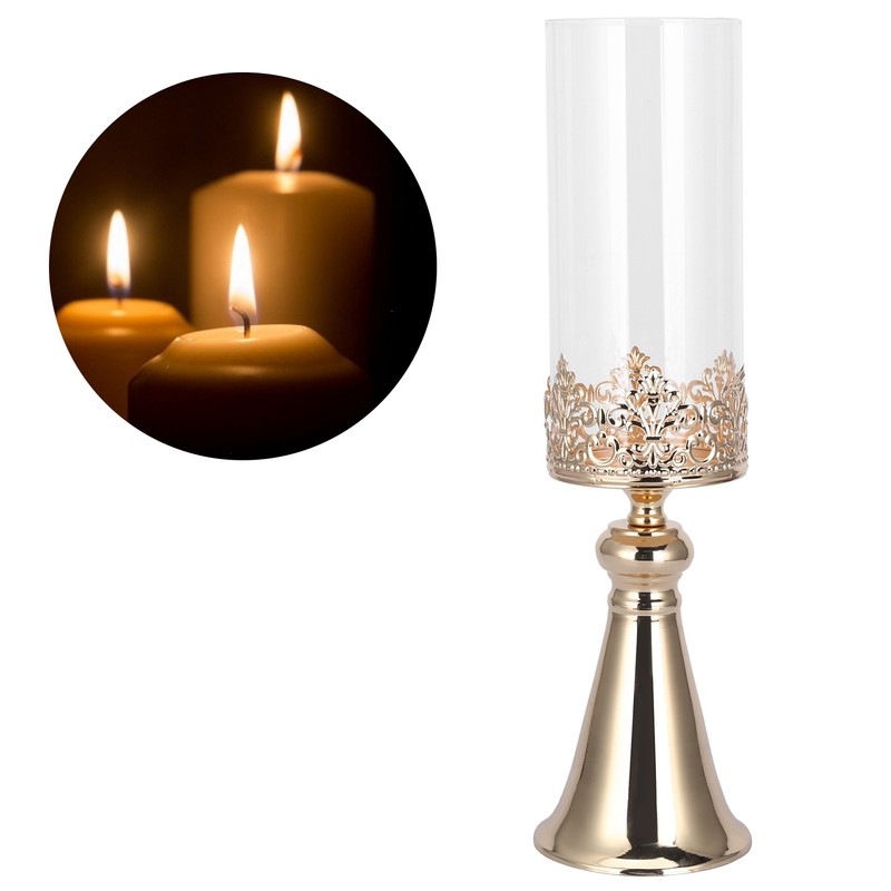 Candle Holder Ornament European Style Wrought Iron Glass Candlestick Wedding