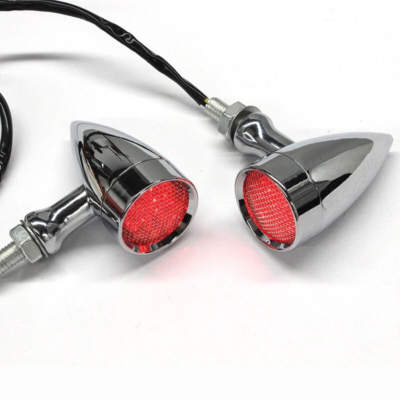 Unbranded 2X Chrome Motorcycle LED Turn Signals RED Light Brake