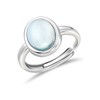 Weviway Silver Plated Aquamarine Ring with Oval Shape, Light Blue,