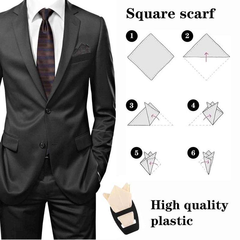 2 Pack Pocket Square Holder,Thin and Durable Gentlemen Hanky Silk