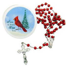 Westmon Works Cardinal Rosary Set with Rose Scented Wooden Beads and a Metal Cross in a Special Protective Case, Metal, No Gemstone