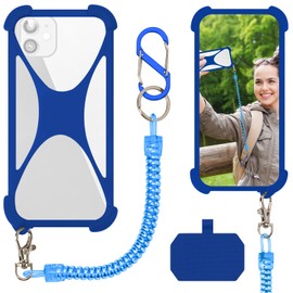 HOTEMIA Silicone Phone Lanyard Holder, Universal Phone Tether, Anti-theft Phone Strap Compatible with Most Smartphones (Blue)